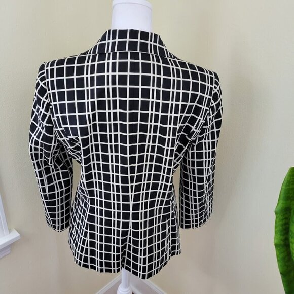 Classiques Entier Black White Pattern Blazer SZ M Two Button Cotton Blend Jacket - Picture 4 of 12